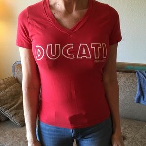 Ducati Women's T-Shirt Medium Red 1980s Logo